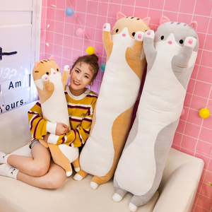 Wholesale Bulk Kids Custom Plush Cute Cat Stuffed Animals Toys Soft Long Body Cat Plush Pillow Dolls Black Long Cat Plush