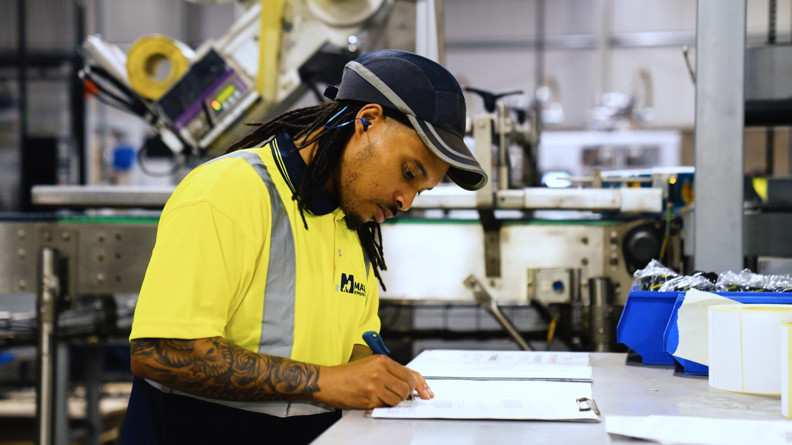 Mackle Petfoods factory quality technician conducting food safety checks