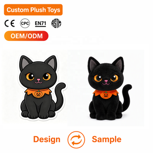 Halloween Cat Plush Toy Custom Soft Stuffed Animal Polyester ODM Wholesale Promotional Gift Bulk Supply for Kids Party Favor
