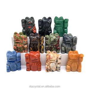 Wholesale Natural High Quality Lucky Cat Mixed Material Crystal Cat for Decoration